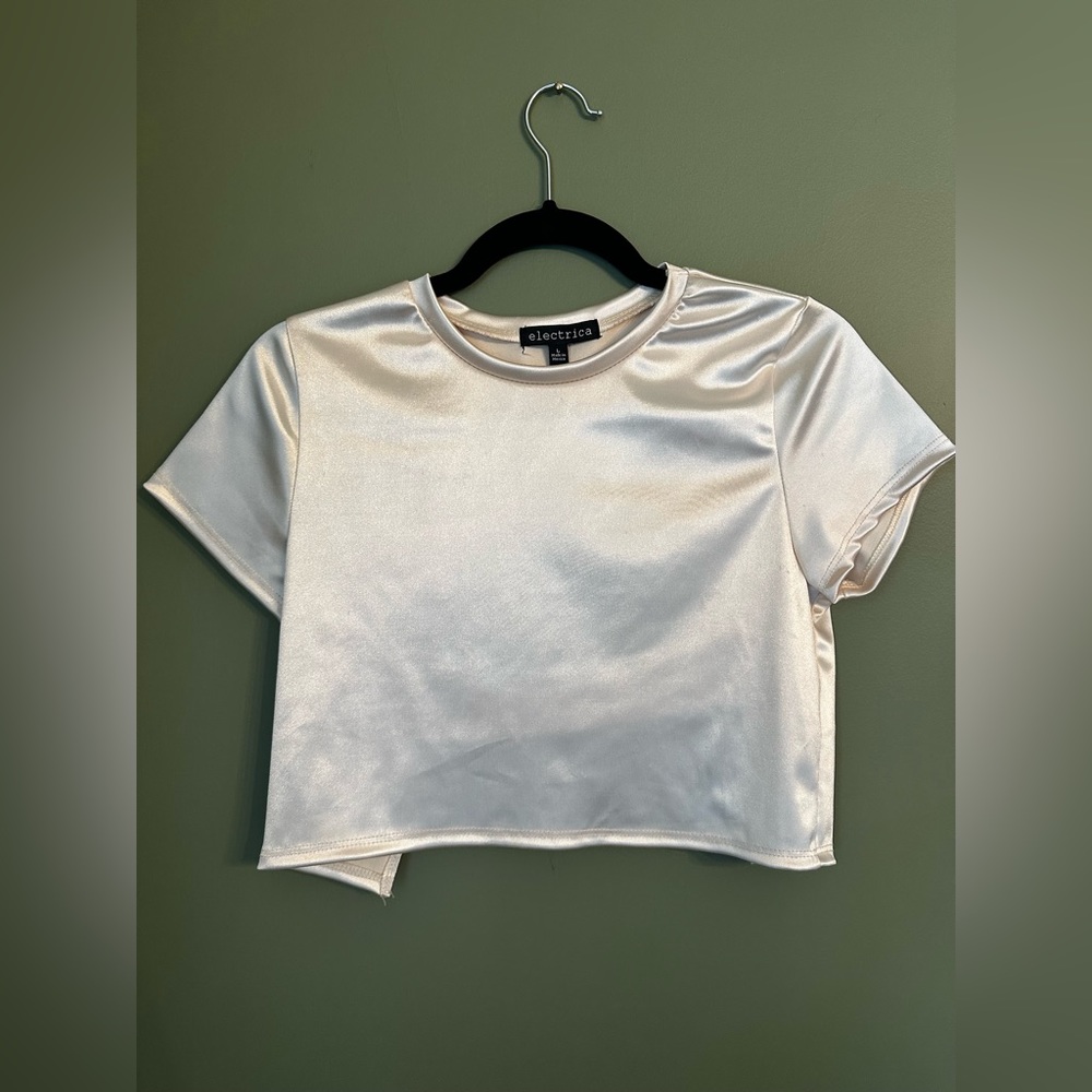 Silky Silver Crop Top